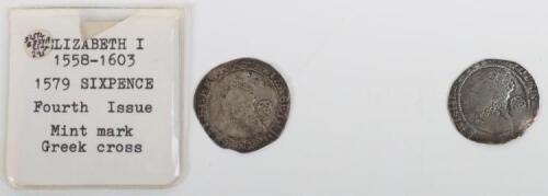 Elizabeth I (1558-1603), 1579 Sixpence and 1594 Sixpence