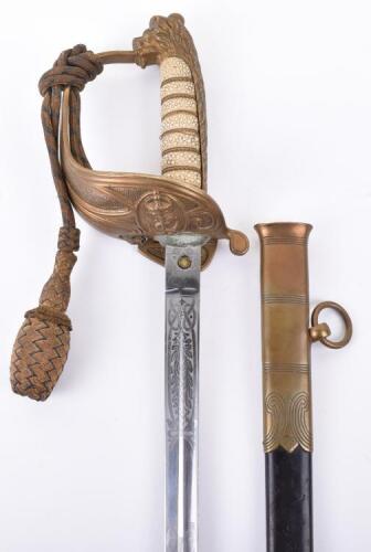 Post 1902 Royal Navy Officers Dress Sword Attributed to Lieutenant L W Burch Royal Navy
