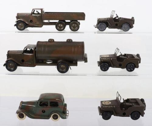 Six Tri-ang Minic Military Tinplate models