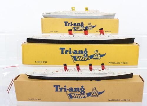 Three boxed Tri-ang Minic 1:1200 scale Ocean Liners