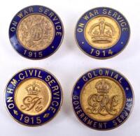 4x WW1 On War Service Enamel Home Front Badges