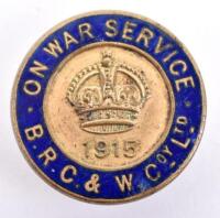WW1 1915 On War Service Badge B.R.C & W Co Ltd Lapel Badge
