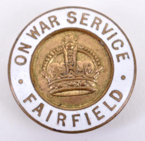 WW1 On War Service Fairfield Lapel Badge