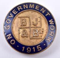 WW1 On Government Work 1915 B J & B Ltd Lapel Badge