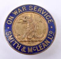 WW1 On War Service Smith & McLean Ltd Lapel Badge