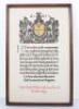 Great War Memorial Scroll to a Captain in the Yorkshire Regiment Who Died in India 1919