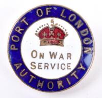 Port of London Authority On War Service Enamel Lapel Badge