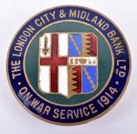 WW1 1914 On War Service the London City & Midland Bank Ltd Lapel Badge