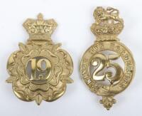 2x Pre-1881 Other Ranks Glengarry Badges 19th (1st Yorkshire North Riding Princess of Wales Own) Regiment of Foot and 25th (Kings Own Borderers) Regiment of Foot