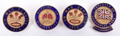 4x WW1 On War Service Enamel Lapel Badges