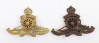 2x Royal Artillery Territorial Officers Cap Badges