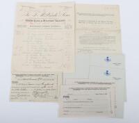 WW1 Period Paperwork of Famous British Author Dennis Wheatley (1897-1977)