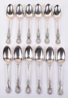 A set of twelve George III fiddle, thread and shell pattern table spoons