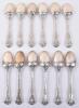 A set of twelve George III fiddle, thread and shell pattern table spoons - 2