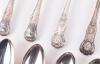 Twenty three Georgian fiddle, thread and shell pattern dessert spoons - 2