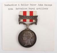 Scarce Rank Indian Mutiny Medal Awarded to a Collar Maker in the Royal Artillery