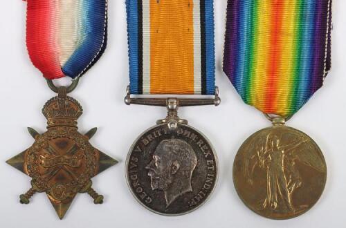 WW1 1914-15 Star Medal Trio Awarded to a Private in the Durham Light Infantry Who was Discharged Due to the Effects of a Gun Shot Wound to the Thigh