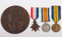 1916 Battle of the Somme Missing Presumed Killed 1914-15 Star Medal Trio and Memorial Plaque to the 17th (1st Football) Battalion Middlesex Regiment