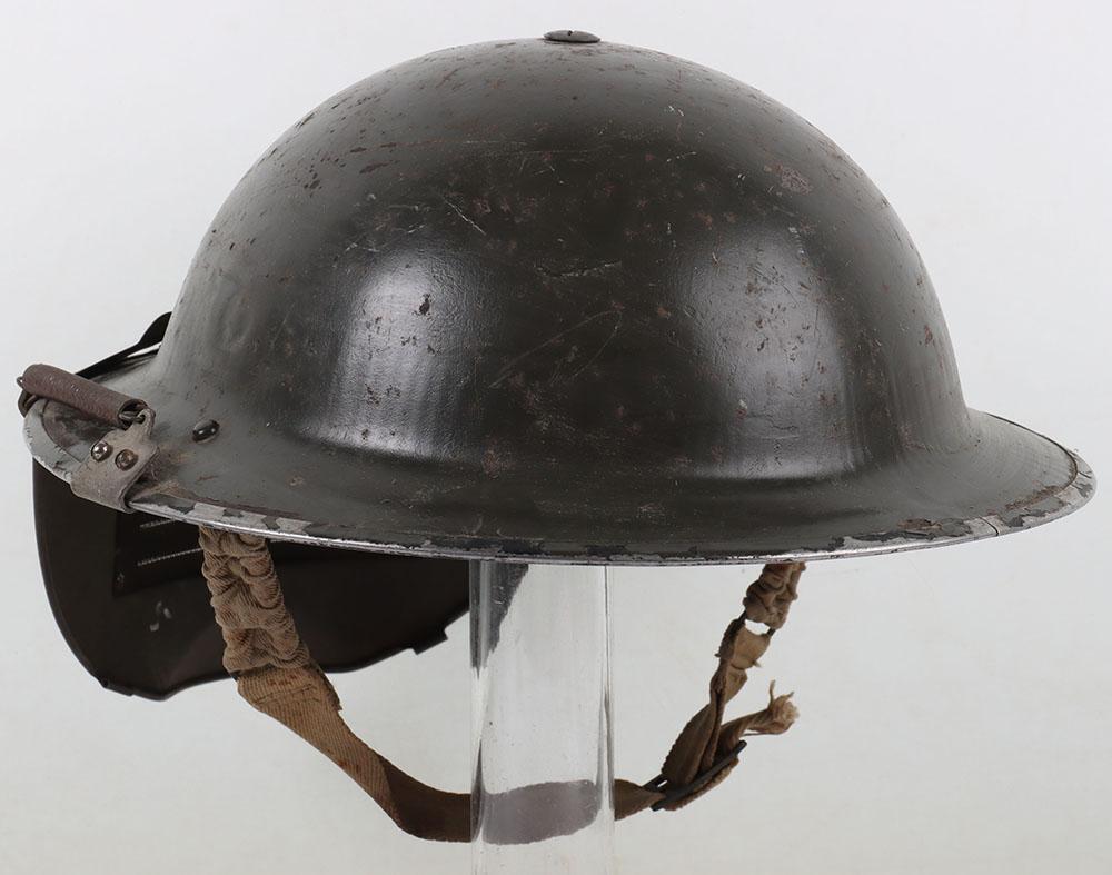 Scarce WW2 British Steel Helmet with Bomb Disposal Splinter Visor Shield