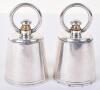 A rare pair of silver pepper mills in the form of milk churns, Joseph Braham, London 1901 - 5