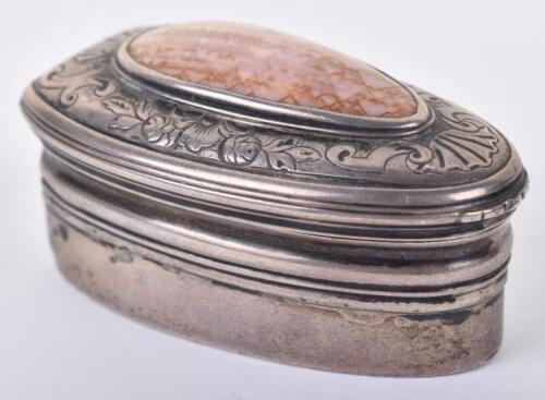 A George II silver (unmarked) and stone snuff box