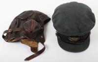 WW2 Royal Air Force Peaked Cap and B-Type Flying Helmet Belonging to Flight Lieutenant Domonic Bruce MC, Awarded the Military Cross for Continued Escape Attempts from German Prisoner of War Camps, Including from the Famous Colditz Castle