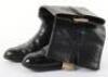 Pair of Short Black Leather Officers Boots - 3