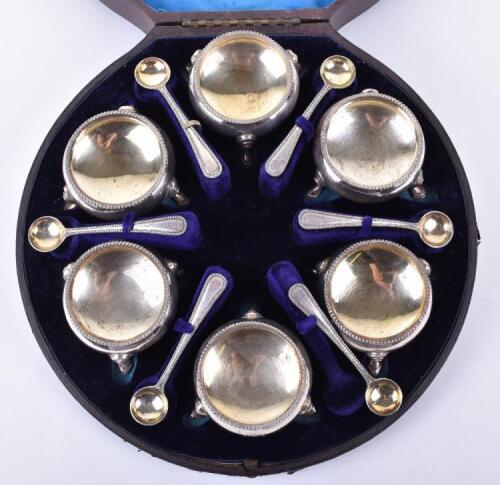 A Victorian silver six pieces condiment set, Alexander Macrae, London 1874