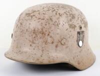 WW2 German Army M-35 Single Decal Camouflaged Steel Combat Helmet