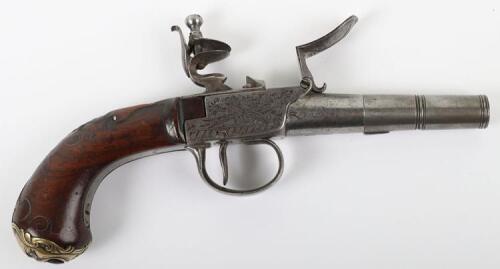 Unusual Belgian or French Copy of an English Boxlock Flintlock Travelling Pistol c.1780