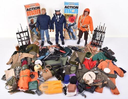 Collection of Action Man and accessories including boxed Action Man Sailor and Adventurer