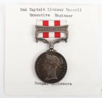 Historically Important Indian Mutiny Medal Awarded to a Captain in the Bengal Engineers who Served Under General Havelock During the First Relief and Second Defence of Lucknow, Was Wounded on the Day the Residency was Finally Relieved by Sir Colin Campbel