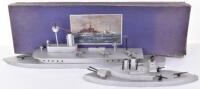 Chad Valley boxed Battleship in Action wooden waterline model aircraft carrier with firing torpedo tubes