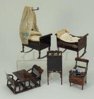 Rock and Graner Dolls House tinplate Nursery furniture, German circa 1875,