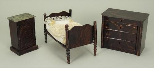 Rock and Graner Dolls House tinplate Bedroom furniture, German circa 1875,