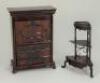 Rock and Graner Dolls House tinplate Bureau and corner shelves, German circa 1875,