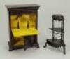 Rock and Graner Dolls House tinplate Bureau and corner shelves, German circa 1875, - 2