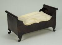 Large Rock and Graner Dolls House tinplate Bed, German circa 1875,