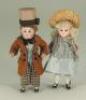 Pair of all original all-bisque dolls, German circa 1910,