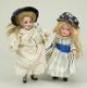 Miniature glass eyed bisque head doll, German circa 1905,