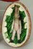 A Hertwig all-bisque rabbit in egg, circa 1910, - 2