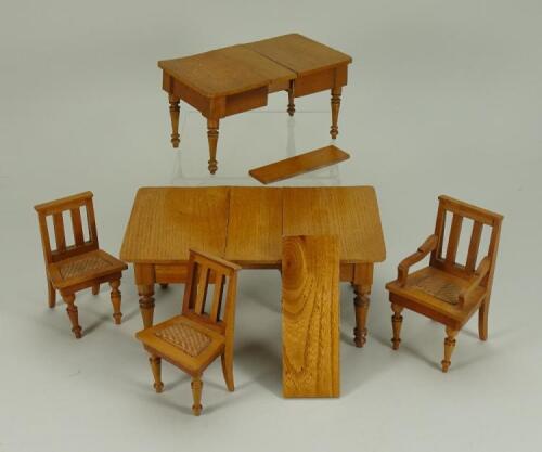 Schneegas tables and chairs Dolls House furniture, German 1890s,