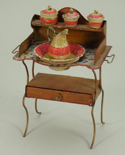 Tinplate Dolls House wash stand, German 1880s,