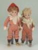 A pair of miniature Simon & Halbig bisque head dolls, German circa 1910,