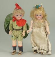 A pair of miniature Simon & Halbig bisque head dolls, German circa 1910,