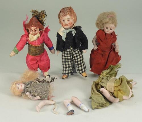 All-bisque miniature gentleman doll, German circa 1910,