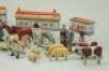 Collection of Erzgebirge wooden figures, farm animals and buildings, 1880s, - 2