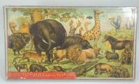 Boxed dissected puzzle for making four pictures of animals, 1890s,