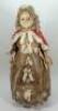 Large wax over composition shoulder head doll in original glazed case, English circa 1860,