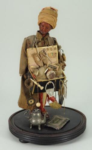 Interesting wax Turkish Peddler gentleman, mid- 19th century,